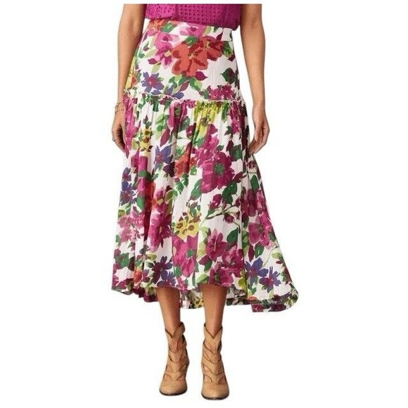 Sundance Dresses & Skirts - Sundance Bella Rose Skirt Floral Size XXL Tiered Fit & Flare